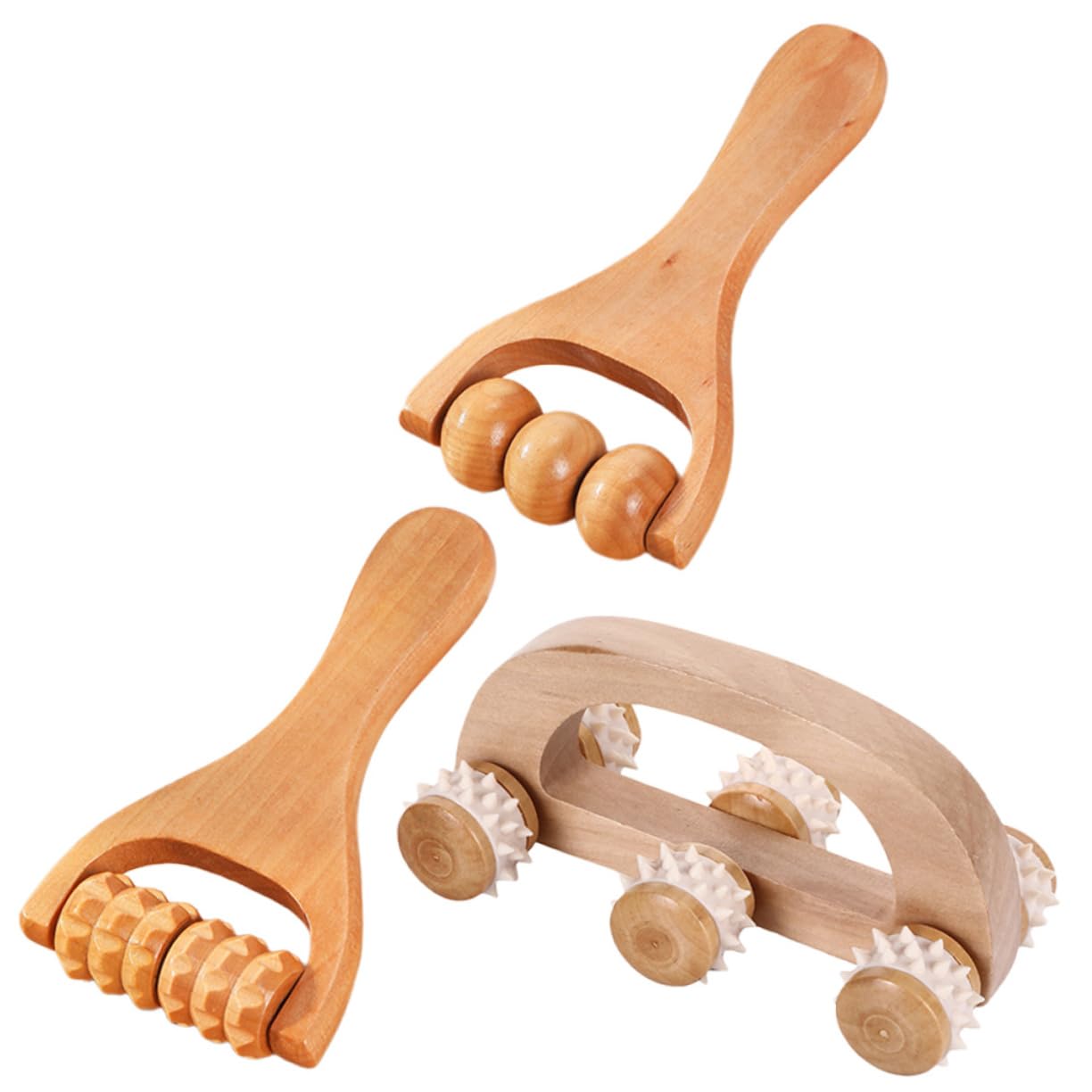 VALICLUD 3 Set Set Massaggiatore Bob Massaggiatore Portatile Piedi Cervicale A Mano Per I Muscoli Manuale Di Legno 3 Pezzi * 3