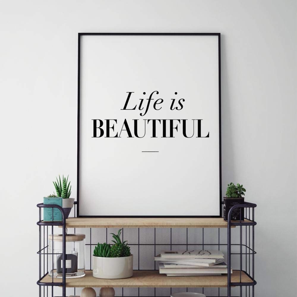 Black and White Alphabet Canvas Painting Minimalist Mural Poster HD Printing for Living Room Home Decoration 60x80cm (Frameless)