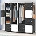 HOMIDEC Armoire portable pliable à 16 cubes avec 3 rails de penderie, cube profond, armoire modulaire de rangement pour chambre à coucher, vêtements, chaussures, jouets, motif floral