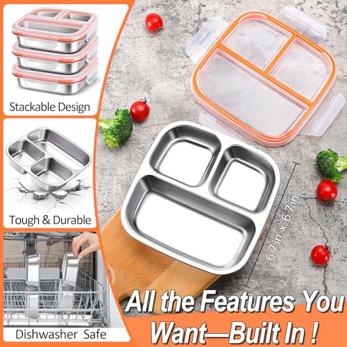 Stainless Steel Snack Container 3 Compartments