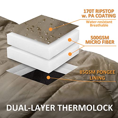 Rioyalo 0°F 0 Degree Winter Sleeping Bags For Adults Cold Weather | Grand-Teton Big And Tall Mummy Sleeping Bag W Compression Sack For Camping Hiking Backpacking | Xl 90.6 In | Up To 6 Ft 10 In #TOP2