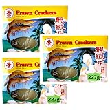 Prawn Crackers Uncooked - Asian Shrimp Chips for snacks and salad (3x227g)