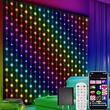CoziTech Smart Curtain Lights, Color Changing 400 LED Curtain Lights 6.6 * 6.6 FT, RGB DIY String Fairy Light for Bedroom Backdrop Party Indoor Outdoor Valentines Decoration (APP +Remote Control)