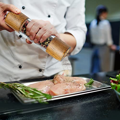 1 Pack Salt Grinder For Your Kitchen, Premium Acrylic Pepper Mill Or Salt Mill - 8 Inch Tall - Xwxo Salt Or Pepper Grinder Wooden Shakers With Adjustable Ceramic Core #TOP6