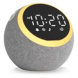 HUO JI ホワイトノイズマシン 25種類の癒し音 目覚まし時計 デジタル時計 ナイトライト アラーム＆スヌーズ機能付き 16段階音量調節 無段階調光 置き時計 卓上 間接照明 スピーカー 大音量 騒音対策 寝かしつけ 快眠 オルゴール おしゃれ 赤ちゃん 大人用 出産祝い 誕生日 クリスマス プレゼント(グレー)