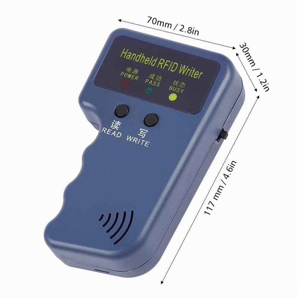 HERNAS Copieur de duplicateur d'écrivain de lecteur RFID 125 kHz, cloneur de carte d'identité de mise à niveau, avec 10 étiquettes de jeton réinscriptibles EM4305 T5577