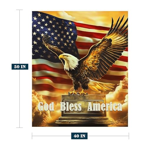 Image of YeeJu Patriotic Throw Blanket for Kids Small 4th of July Memorial Day Fourth of July Blanket for Girls Boys Child Baby Couch Bed White Blue Star Blankets Independence Veteran Day Blanket 40x50