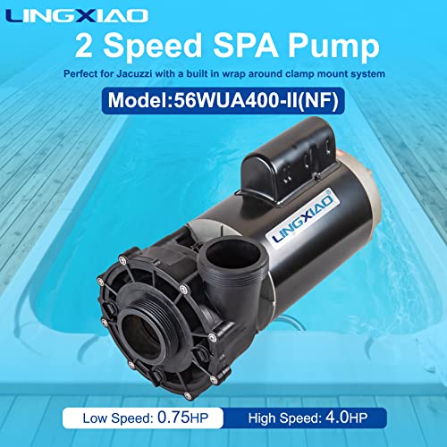 Image of WUA400-II SPA Pump, 4HP Hot Tub Pumps, 2 Speed LX SPA Pump Motor 220-240V, 2 inch Port, 56 Frame, No Base for Jacuzzi Pumps - Mode: 56WUA400-II(NF)