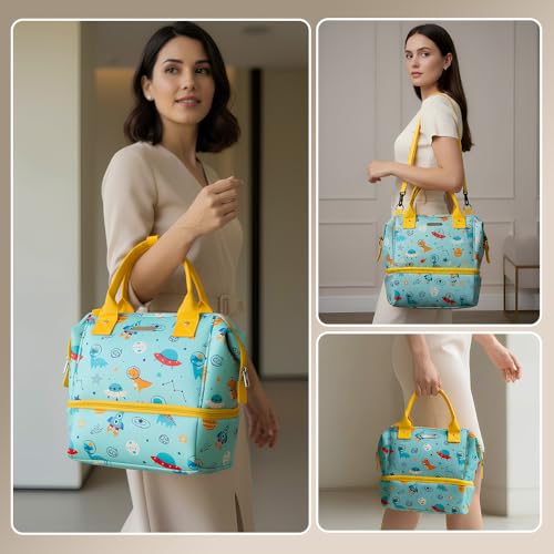Image of StarAndDaisy Baby Bag for Mothers Travel /Diaper Bags for Mom with Insulated Compartment /Diaper Bag for Mothers for Travel & Multiple Pockets, 12L Capacity- Dinosaur Print