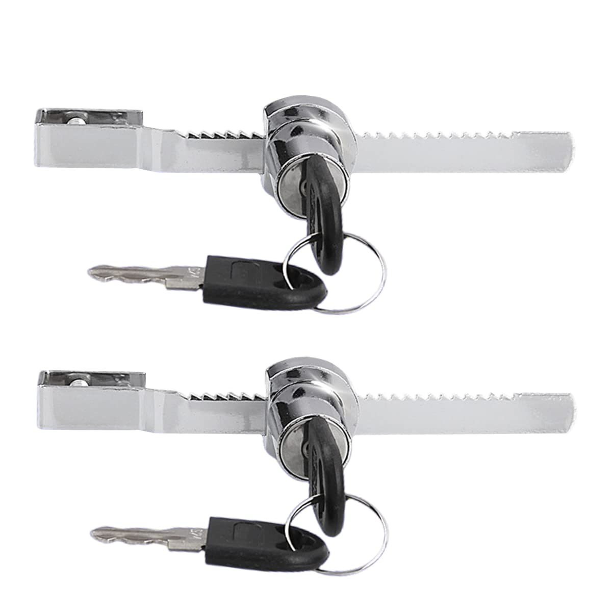 2 Set Sliding Glass Door Ratchet Lock Blade Sliding Glass Door Cabinet Lock with Key Sliding Blade Saw Lock Display Door Locks for Drawer Display Case Locking