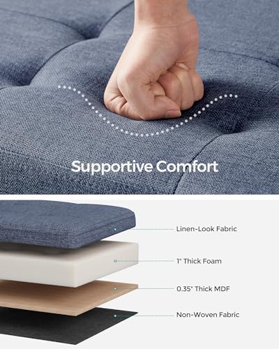 Image of SONGMICS MAZIE Collection - 43 Inches Folding Storage Ottoman Bench, Ottoman Foot Rest, End of Bed Bench, Storage Chest, Load 660 lb, for Living Room, Bedroom, Entryway, Misty Blue ULSF077Q01