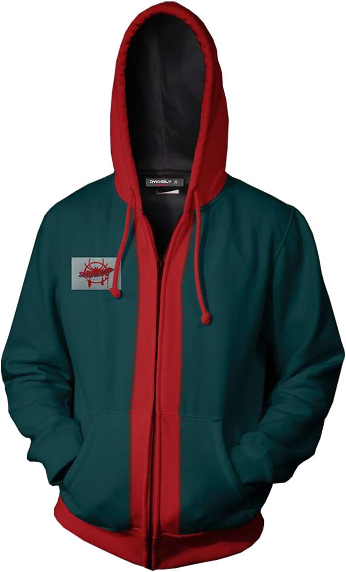 Miles Morales Zipper Zip-up Hoodies Pullover Sweatshirt Jacket Top Cosplay Costume