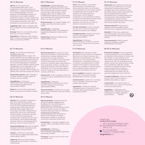 D Mannosio Puro 2.000mg Alto Dosaggio, 180 Capsule Vegan di Origine Naturale, D Mannosio Certificato, Integratore Mannosio Capsule Senza Additivi, DMannosio Polvere Pura Senza OGM e Glutine, D Mannose - 6