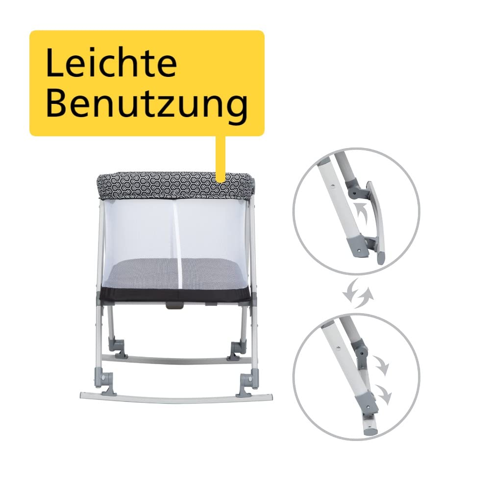 Safety 1st Babybett Morning Star, zusammen-klappbare Babywiege inkl. Reisetasche, geeignet ab der Geburt bis ca. 9 Monate, Geometric