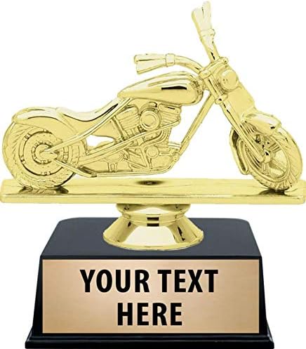 Crown Awards Motorcycle Trophies with Custom Engraving, 4.25" Personalized Motorcycle Chopper Deluxe Trophy On Black Base Prime