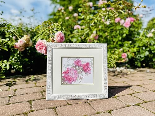 Image of Aine - Peonies. Whisper A1010, Cross Stitch Kits 7 inchx6 inch, Cross Stitch Kits for Beginners & Advanced, Crossstitching Kits Adult, Counted Cross Stitch Kits for Adults, Flowers Embroidery Kit