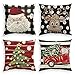 AVOIN colorlife Merry Christmas Lot de 4 housses de coussin à motif aquarelle de buffle Père Noël, renne, camion 50,8 x 50,8 cm