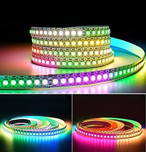 Image of WS2812 LED Strip, 1m, 144 LEDs /m, 5V, Individually Addressable, Cuttable,10mm, Non-Waterproof, Indoor Use, High-Density Dream Color, Easy Install with Adhesive, (WS2812-144LED /METER, 1 Meter)