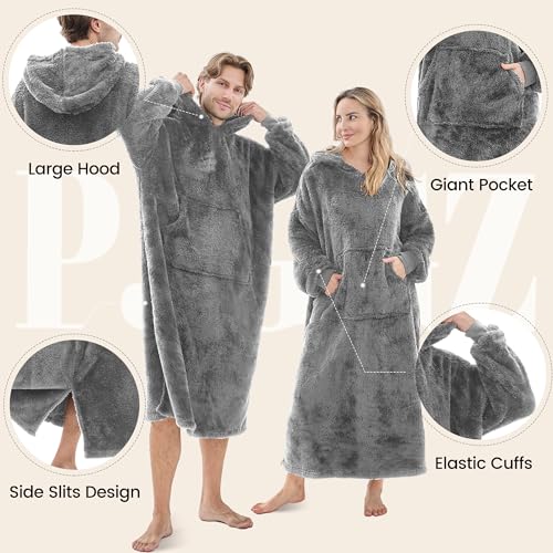 PJGGZ Oversized Fleece Wearable Blanket Hoodie for Adults — view 3