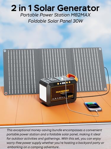 MARBERO 111Wh Solar Generator with Solar Panel Included Portable Power Station 120W with Foldable Panel 30W Set for Camping Outdoor Hiking Fishing Emergency