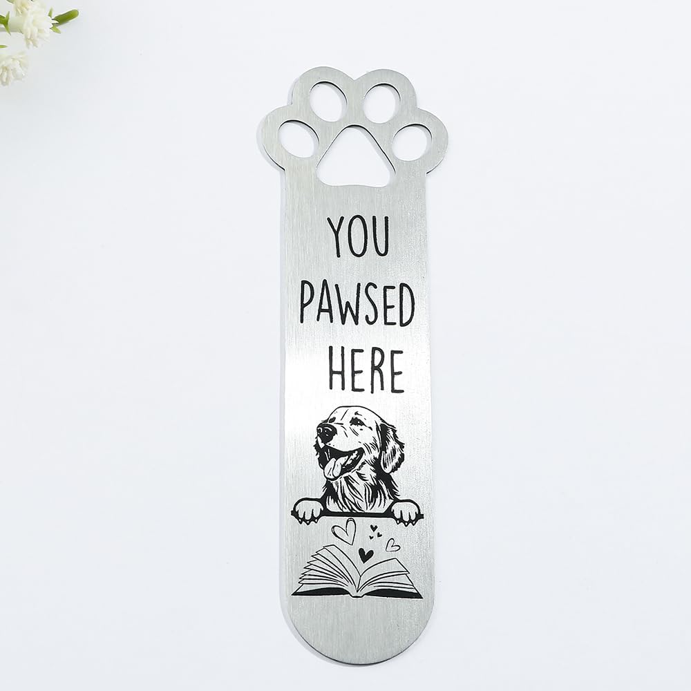 10 Styles Dog Bookmarks - Stainless Steel Hollow Dog Paw Bookmark, You Pawsed Here Book Mark Gifts for Women Men Book & Dog Lover (Golden Retriever) - Image 5