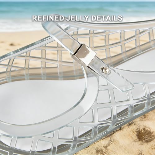 Image of MUSSHOE Women's Clear Jelly Sandals: Closed Toe Slingback Flats - Water-Friendly Summer Beach Shoes - Lightweight Easy-Clean Casual Sandals