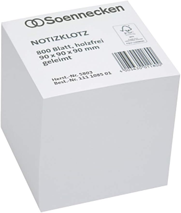 Soennecken Notizklotz 5803 9x9x9cm 800Blatt weiß : Amazon.de ...