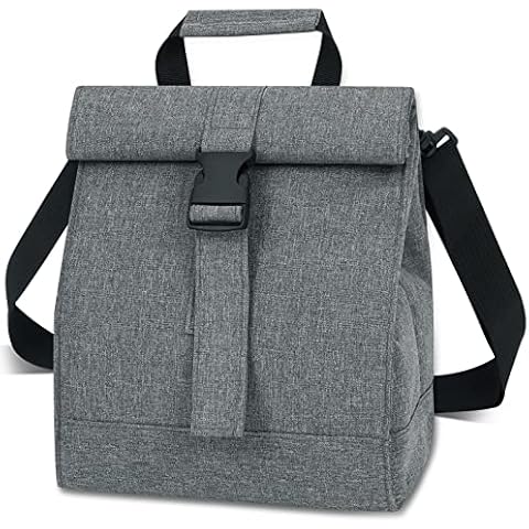 Homlouue Insulated Lunch Box for Men Women Rolltop Lunch Bag with Adjustable Shoulder Strap Portable Lunch Box for Adults Lunch Cooler Bag for Work Office Picnic Outdoor (Gray) Cover