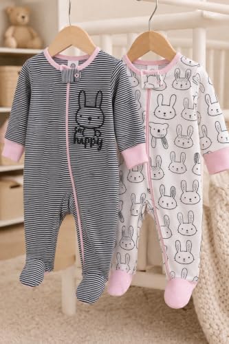 Image of TuddyBuddy Baby Girl's Cotton Printed Full Sleeves Sleepsuit /Footed Rompers for Baby Girl