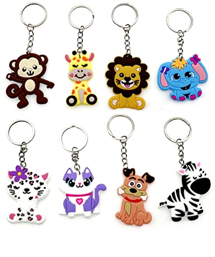 JZK 32x Silikon Tier Schlüsselanhänger Set für Kinder, Schlüsselanhänger für Kindergeburtstagsgeschenke, Kinderparty-Taschenfüller, Kinderparty danke geschenk, Schlüsselanhänger für Kinderpartys