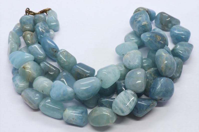Perles en aigue-marine naturelle 40,6 cm pour vos ateliers bijoux d'été