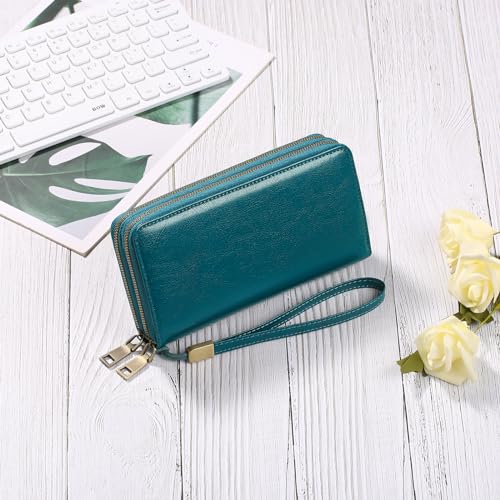 Image of GAEKEAO RFID Leather Wristlet Wallet for Women with Grip Strap