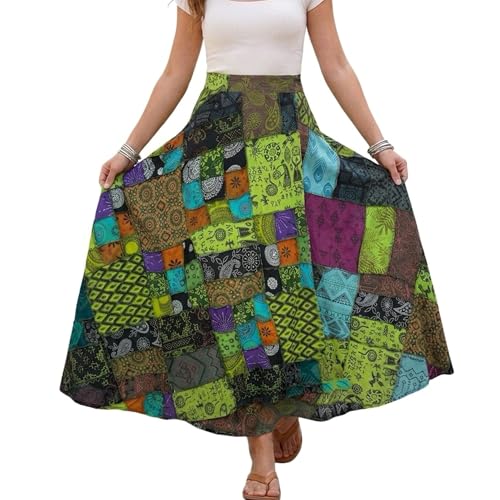 Image of Agan Boho Maxi Wrap Skirt for Women, Tie Dye Cotton Long Flowy Summer Skirt