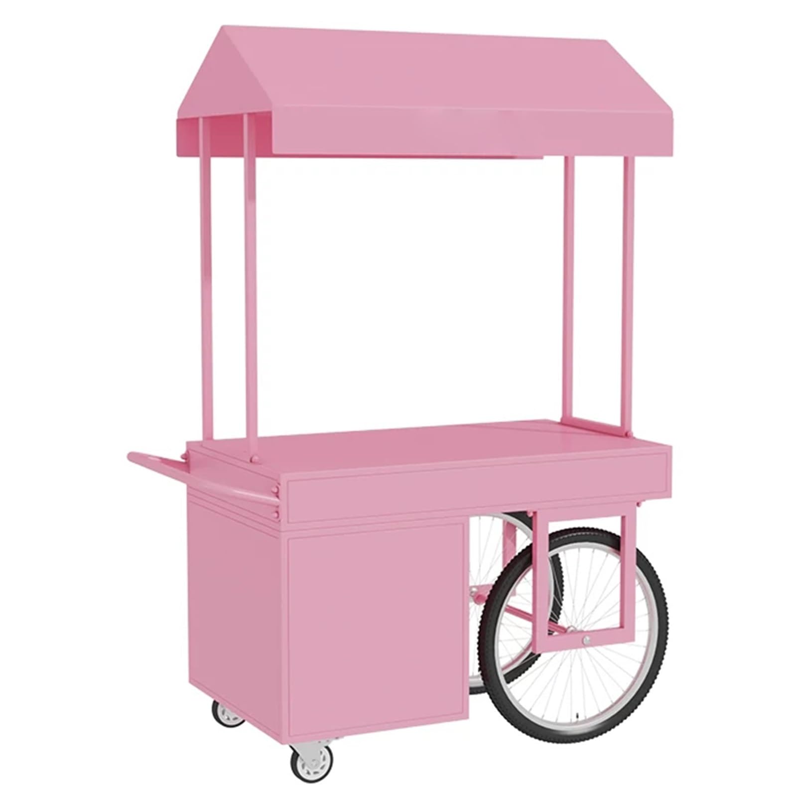 Black Mobile Vending Cart with Canopy, Wheeled Vendor Cart for Farmers Markets, Street Vending, and Outdoor Events(Pink,120x60x200cm/47x24x79in)