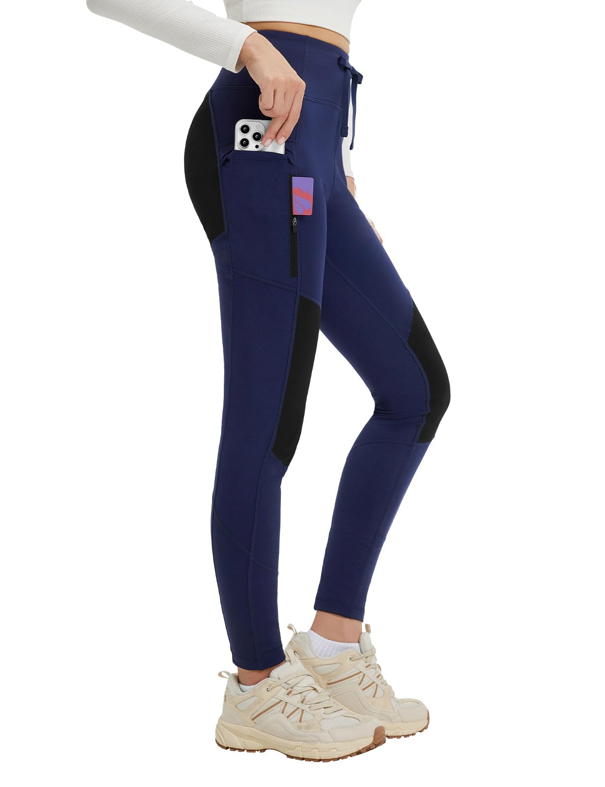 baleaf Women's Fleece Leggings Water Resistant for Hiking | High-rise fit, reinforced knee panels and secure pockets for hiking, skiing, travel and