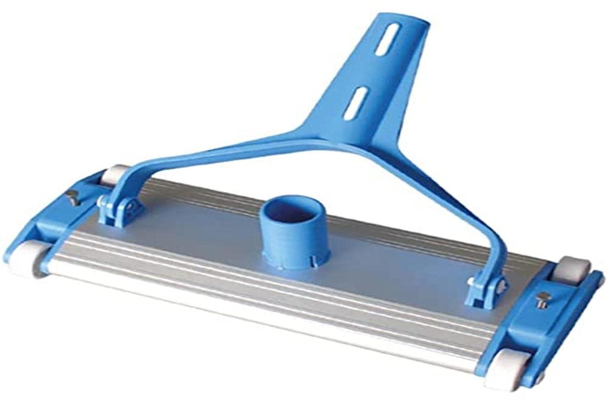 SIQUA – Nettoyeur Manuel de Fond de Piscine en Aluminium Résistant. Idéal pour Le Nettoyage et l’Entretien des Piscines. Raccord Tuyau Ø38 mm. Fixation à Papillon et Clip. Longueur 35 cm.