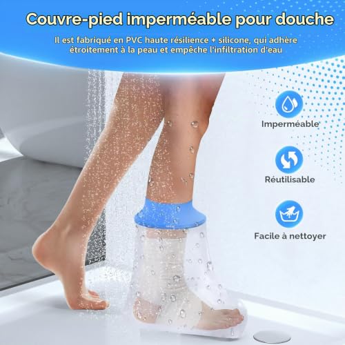 AMSGANK Protege Platre Pied Adulte, Protection Pied pour Douche Couvre-pieds Etanche pour la Douche Protections pour Plâtre Réutilisable, Maintenir le Bandage au Sec – vue 2