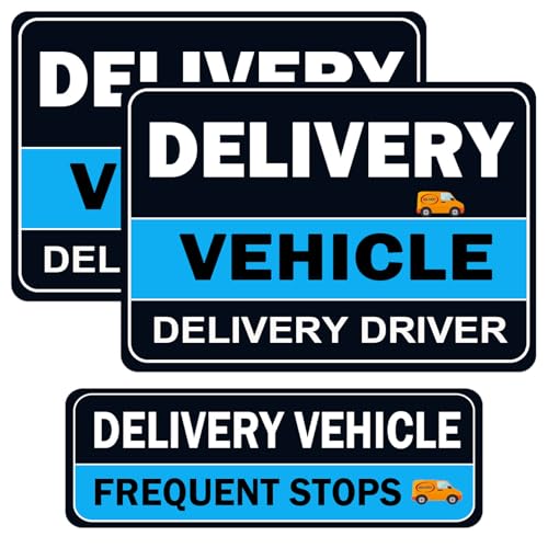 NIMONA Delivery Driver Magnet for Car - 3-Pack Caution Frequent Stops Removable Set - Reflective Delivery Magnetic Car Door Sign - Weather-Resistant 11.8 x 4 inch (Blue-delivery driver)