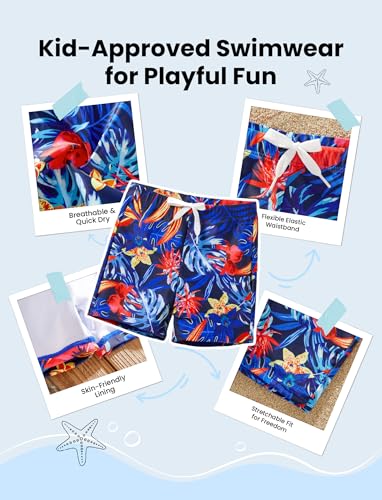 Image of PATPAT Family Matching Swimsuits Two Piece Hawaiian Tropical Beach Bikini and Swim Trunks Set Mommy and Me Bathing Suits