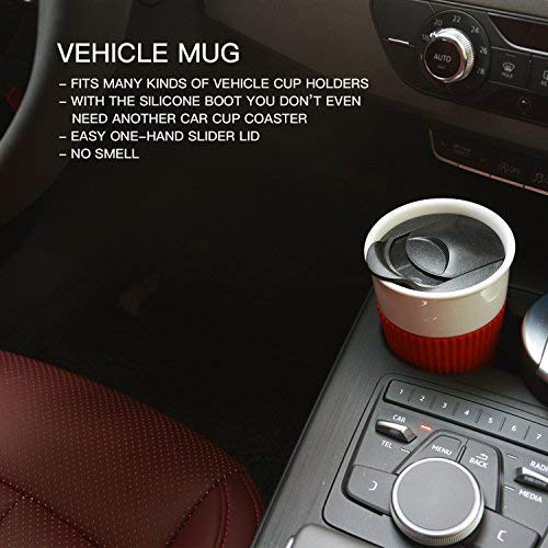 Udmg Ceramic Double Wall Insulated Travel Coffee Cup With Slider Lid, Silicone Sleeve & Built-In Coaster, 10 Fl.oz (Coffee) #TOP5