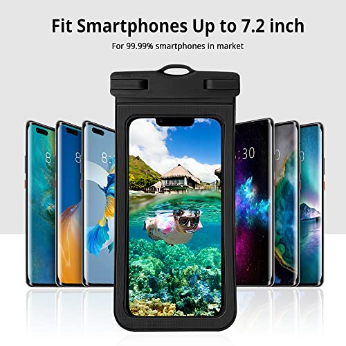 Cacoe Universal Waterproof Phone Case 2 Pack-Up To 7.2",Waterproof Phone Pouch With Adjustable Neck Lanyard,Ipx8 Cell Phone Dry Bags For Vacation Beach Pool Swimming（Black+White） #TOP7