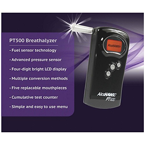 Alcohawk Pt500 Breathalyzer, Fuel Cell Sensor, Police Grade Professional Breath Alcohol Tester, Portable Personal Use Alcohol Detector Accurate And Fast Results, Bac Tracker With Digital Lcd Screen #TOP1