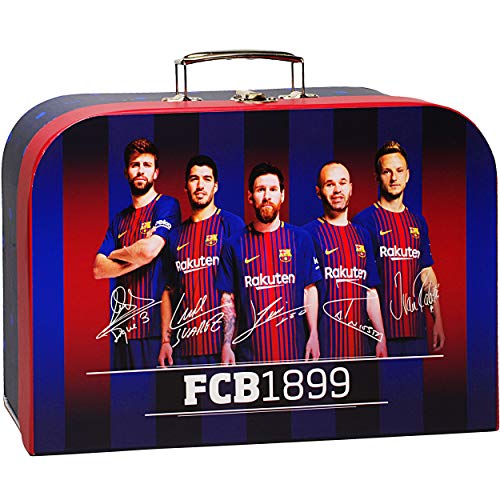 alles-meine.de GmbH 1 Stück Koffer/Kinderkoffer - GROß - Fußball - FC Barcelona - FCB - 34 cm - Pappkoffer - Puppenkoffer - Kinder - Pappe Karton - Fussball/Fußballspieler ..