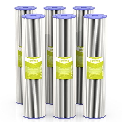 MewMore 20 Micron Whole House Water Filter Cartridge, Pleated Sediment Filters for Well Water, Universal Replacement for Any 20 inch Big Housings - 20