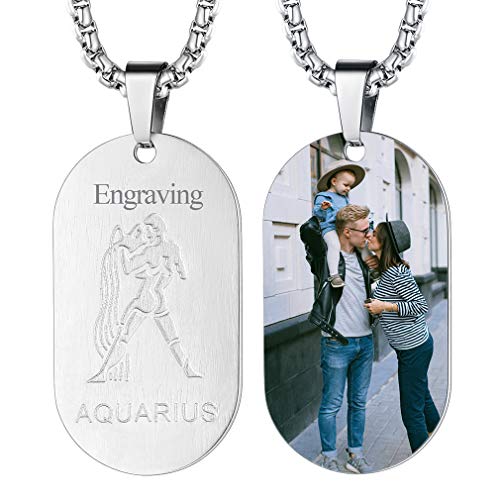 Pendentif plaque militaire zodiaque en acier inoxydable anti-ternissement pour peau sensible