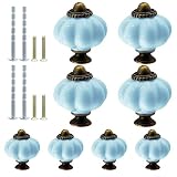 suiwotin 8 pomelli in ceramica a forma di zucca, pomelli in ceramica blu chiaro per armadietti, pomelli vintage per cassettiere, pomelli decorativi per cassetti, per vanità, armadi, credenze, mobili