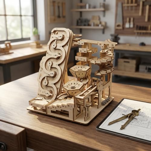 Second-Generation Adult 3D Wooden Marble Run Puzzle Set, Electric DIY Expert-Level Mechanical Model Assembly Kit, STEM Educational Puzzle, Desktop Decoration, Creative Birthday Gift - Image 5