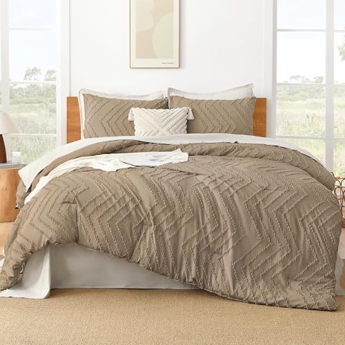 Image of Litanika 3 Pcs Taupe Boho Oversized Super King Plus Bedding Comforter Set