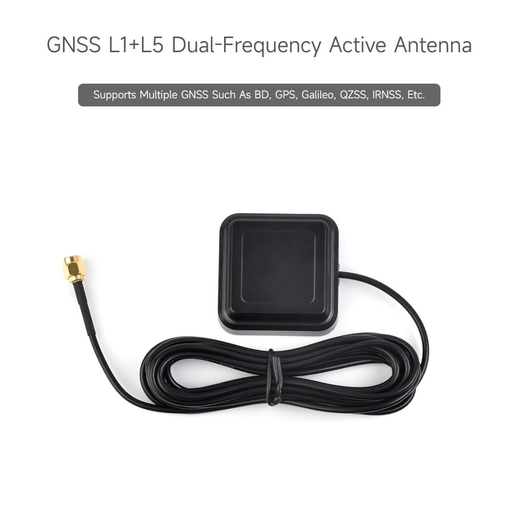 Waveshare GNSS L1+L5 Dual-Frequency Active Antenna, SMA-J Connector, Support BD/GPS/Galileo/QZSS/IRNSS, for Raspberry Pi Board and GPS Hat