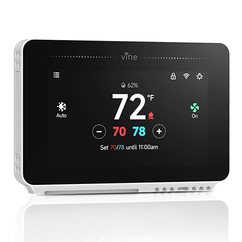vine Programmable Thermostat for House with 4.3' Touch Screen, WiFi Smart Home Thermostat for AC and Heating, App/Voice